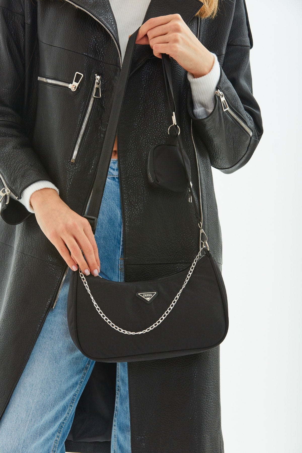 Women'S Cross Shoulder Bag With Black U6 Chain Strap Detailed And Adjustable Strap Wallet B:12 E:27 G: