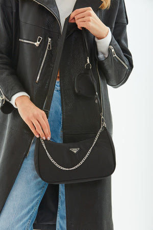 Women'S Cross Shoulder Bag With Black U6 Chain Strap Detailed And Adjustable Strap Wallet B:12 E:27 G: