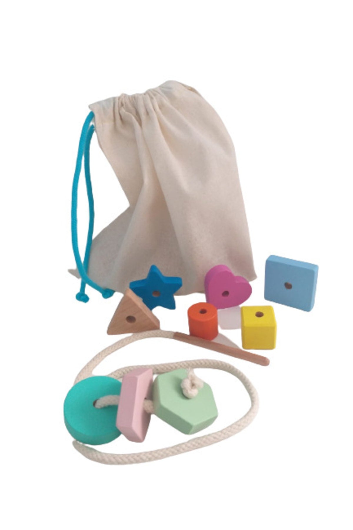 Montessori Hide Bag And Rope Geometric Shapes Binary Educational Card Game