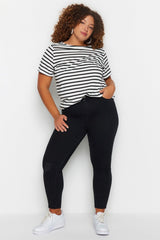 Black High Waist Destroy Detailed Elastic Skinny Jeans TBBSS23CJ00012 - Swordslife