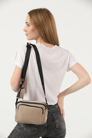 Mink U4 Canvas Women'S Cross Shoulder Bag With 2 Compartments And Wallet With Adjustable Strap B:17 E:22 G:12