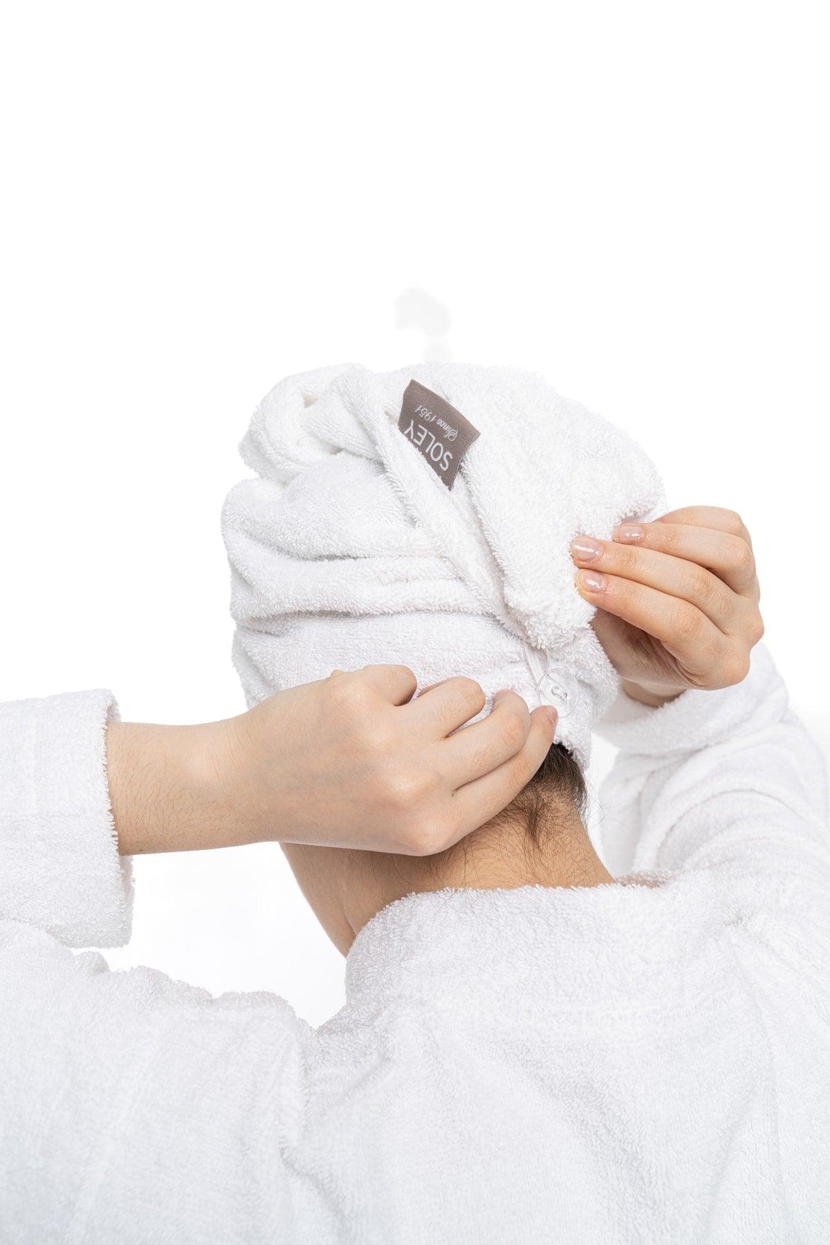 | May | Extra Soft 100% Cotton Hair Cap & Women's Bathrobe Set - Swordslife