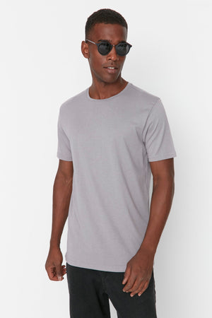Graues Herren Basic Regular/Normal Fit Rundhals Kurzarm T-Shirt Tmnss22Ts0271