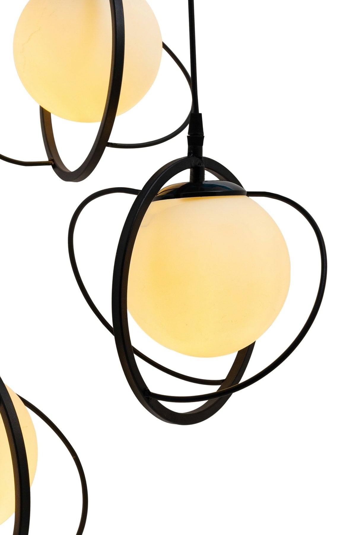 World 3-Piece Tray Glop Black Chandelier With White Color Glass. Living Room, Kitchen, Teenager, Room, Bedroom, Store