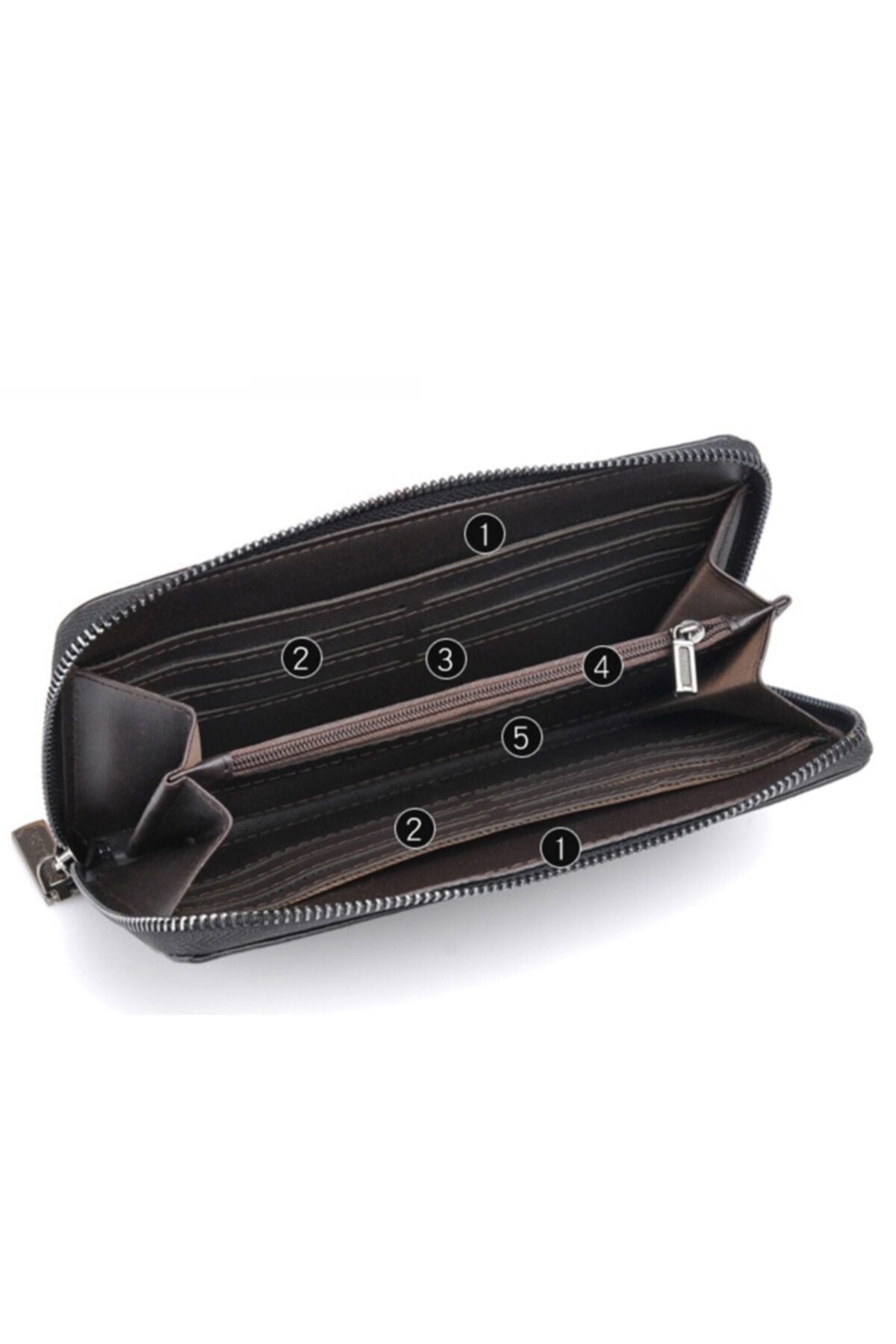 Men'S Leather Zipper Long Wallet
