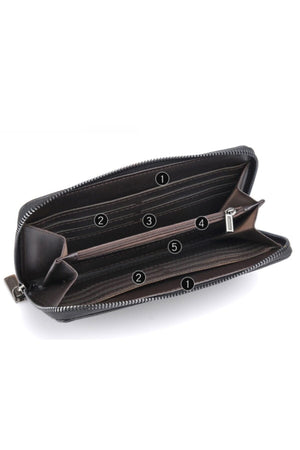 Men'S Leather Zipper Long Wallet
