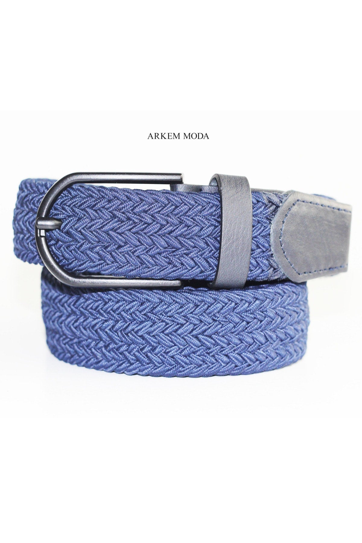Geflochtener elastischer Gürtel Navy Navy Herrengürtel 3,5 cm