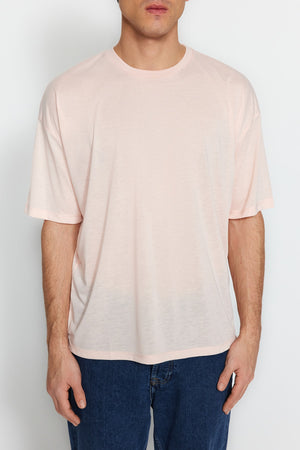Pink Men'S Basic Oversize Crew Neck Short Sleeve T-Shirt Tmnss22Ts0300