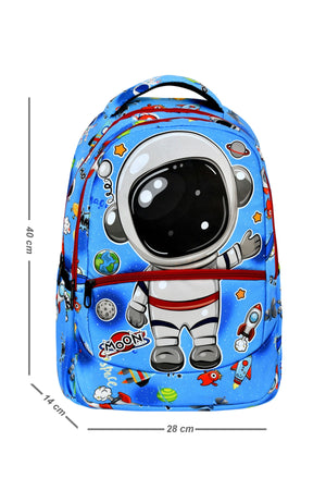 3er-Pack Grundschul-Schulranzen mit Astronauten-Muster, mit Essen und Stiftehalter für Jungen