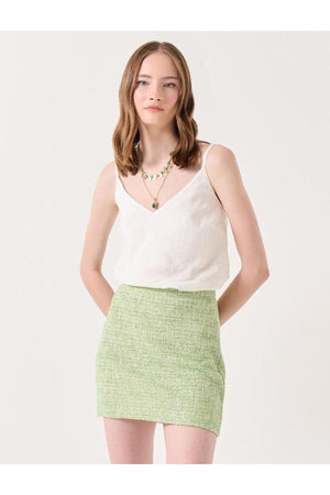 Light Green Slim Fit Jacquard Short Summer Skirt - Swordslife