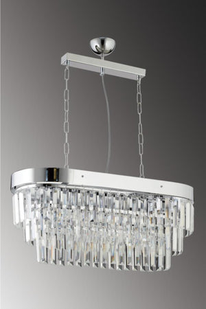 Linda Silver Dining Table Crystal Stone Chandelier