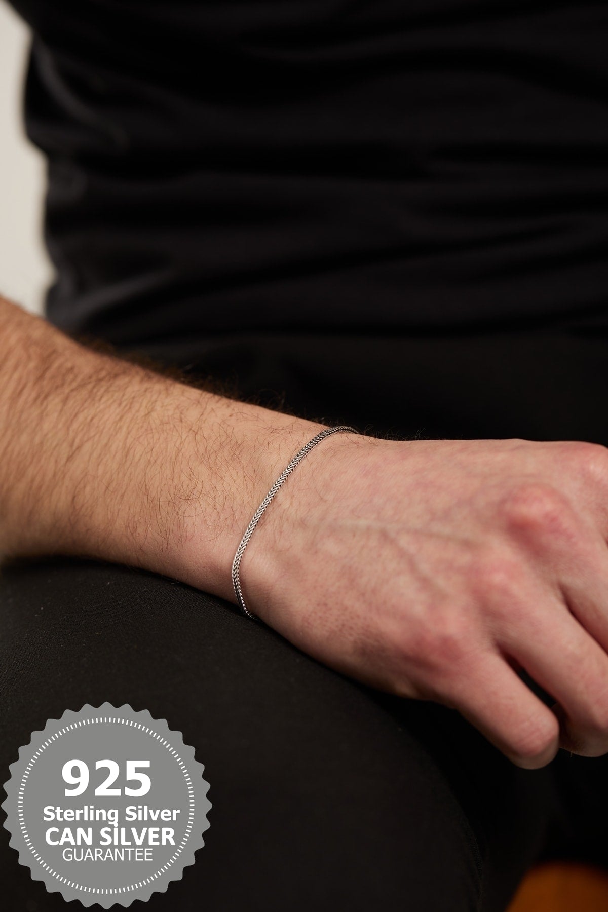 925 Sterling Silver Fox Tail Special Design Men'S Bracelet