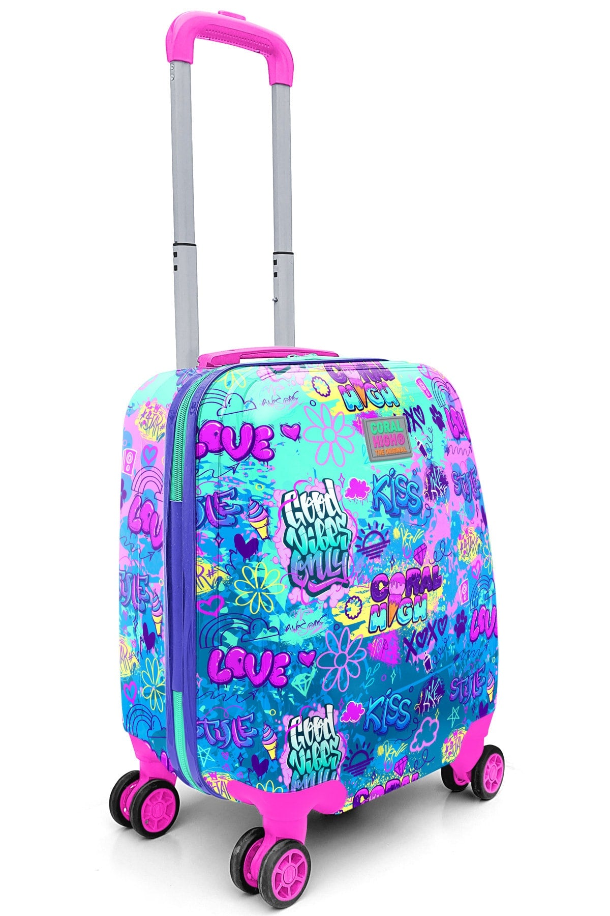Kids Lavender Water Green Graffiti Patterned Child Luggage 16731