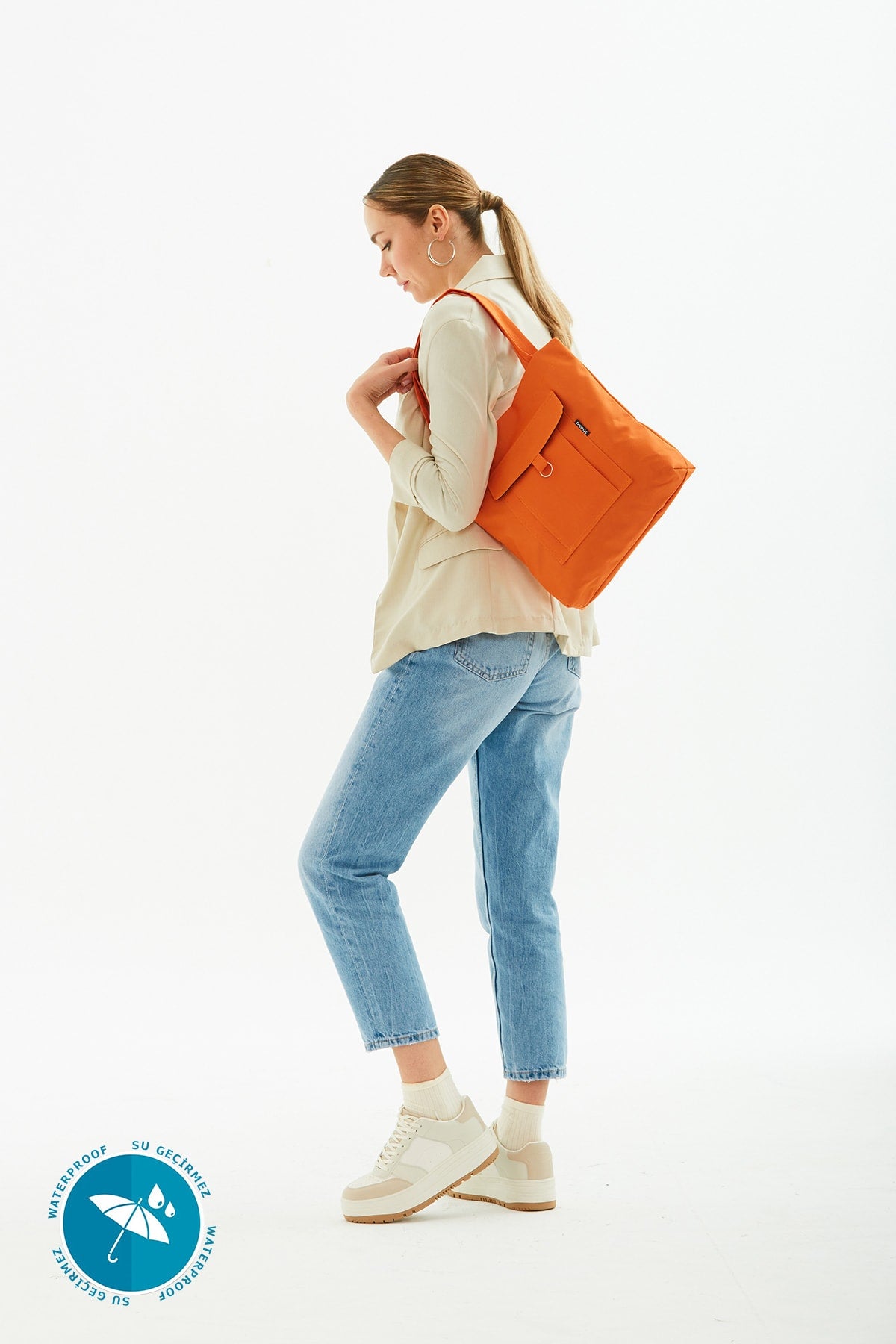 Orange U7 2-Compartment Large Volume Waterproof Fabric Women'S Sports Daily Arm And Shoulder Bag B:35 E:35