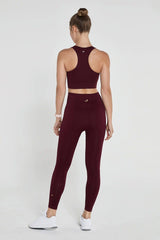 Gela High Waist Flexible and Gathering Sports Leggings Claret Red - Swordslife