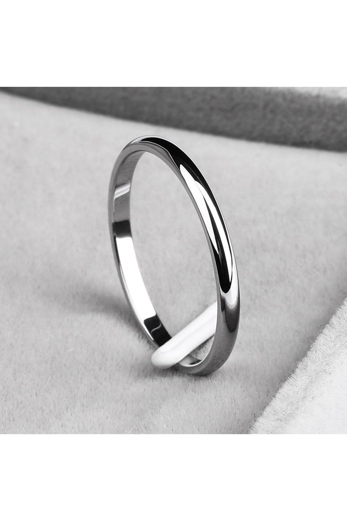 3Mm Thin Curved Shiny Steel Wedding Band Ring Cl27