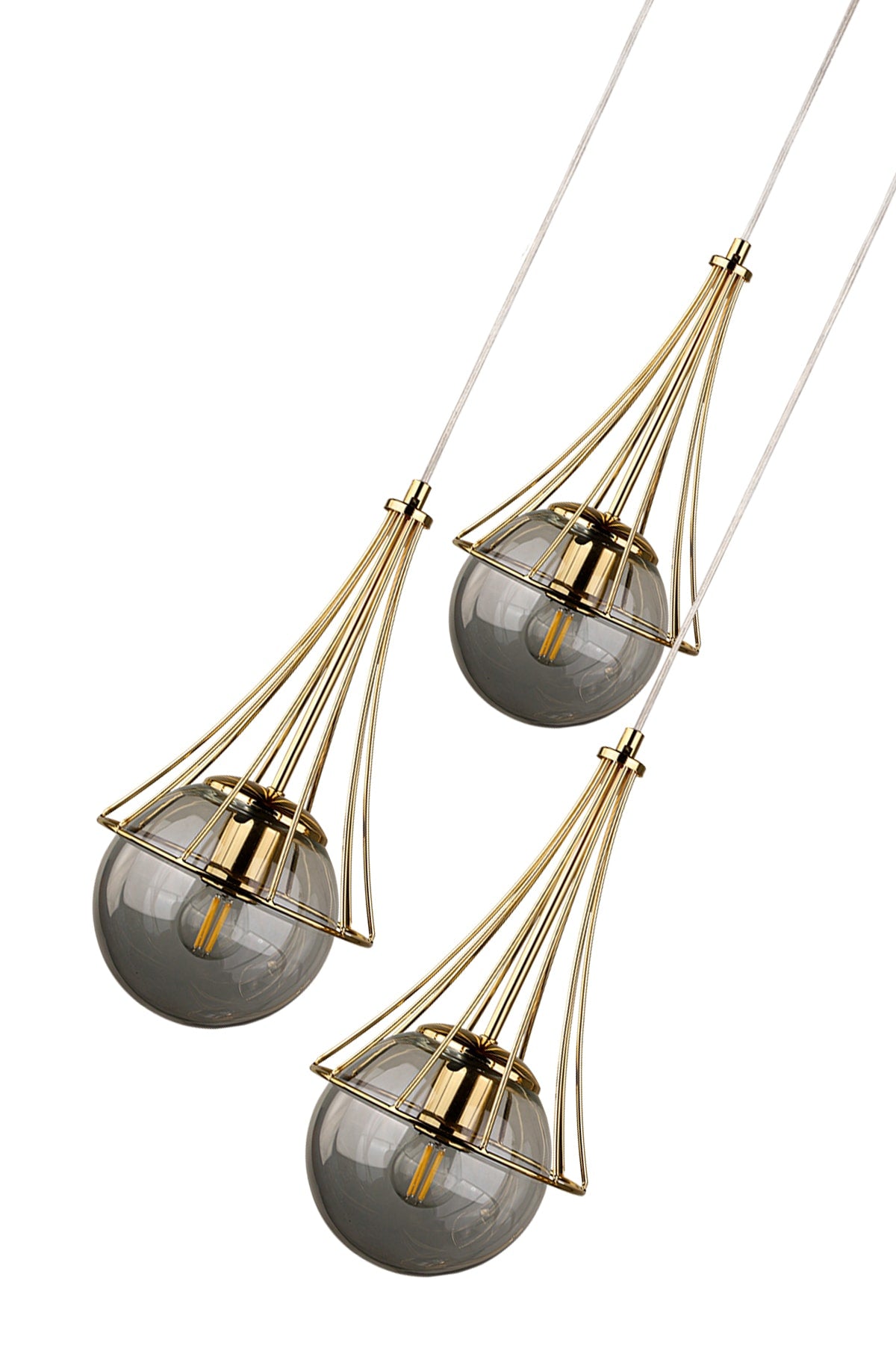 Lapis 3Rd Chandelier Gold-Smoked Glop Glass