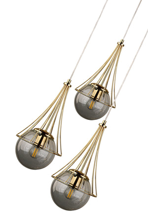 Lapis 3Rd Chandelier Gold-Smoked Glop Glass