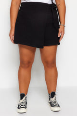 Black Double Breasted High Waist Denim Short Skirt TBBSS23AZ00039 - Swordslife