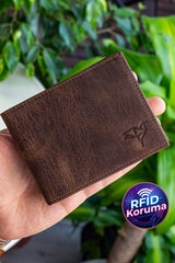 Jackson Genuine Leather Coin Hole Rfid Blocker Brown Wallet