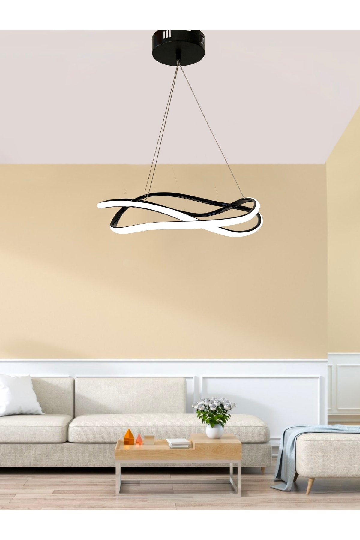 3 Color Controlled Black Led Chandelier Wave Led Chandelier
