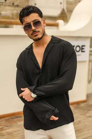 Textured Oversize Shirt Black 70171002