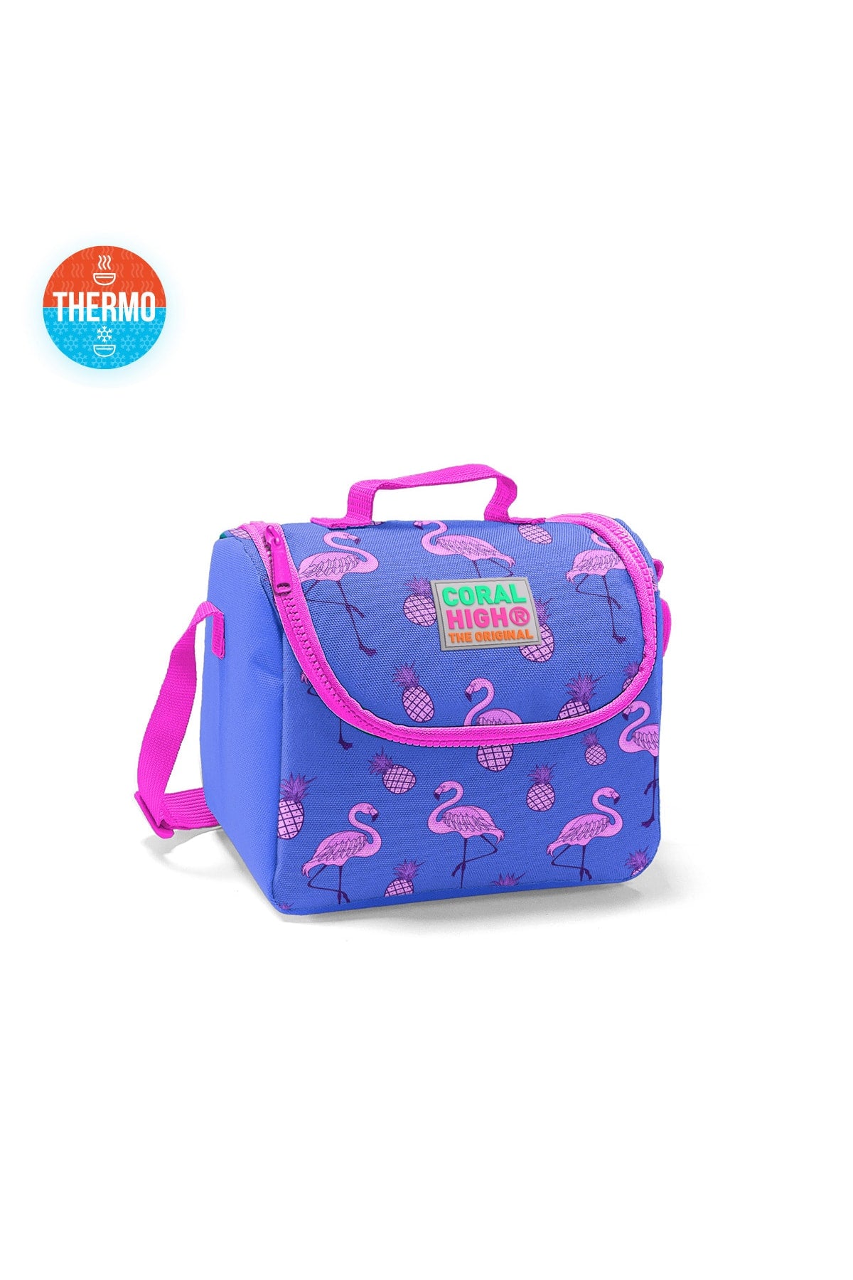 3er-Pack Schulranzen-Set für Kinder mit vier Fächern und Lavendel-Flamingo-Muster