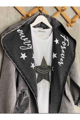 Women's Star Patterned Denim Jacket - Swordslife