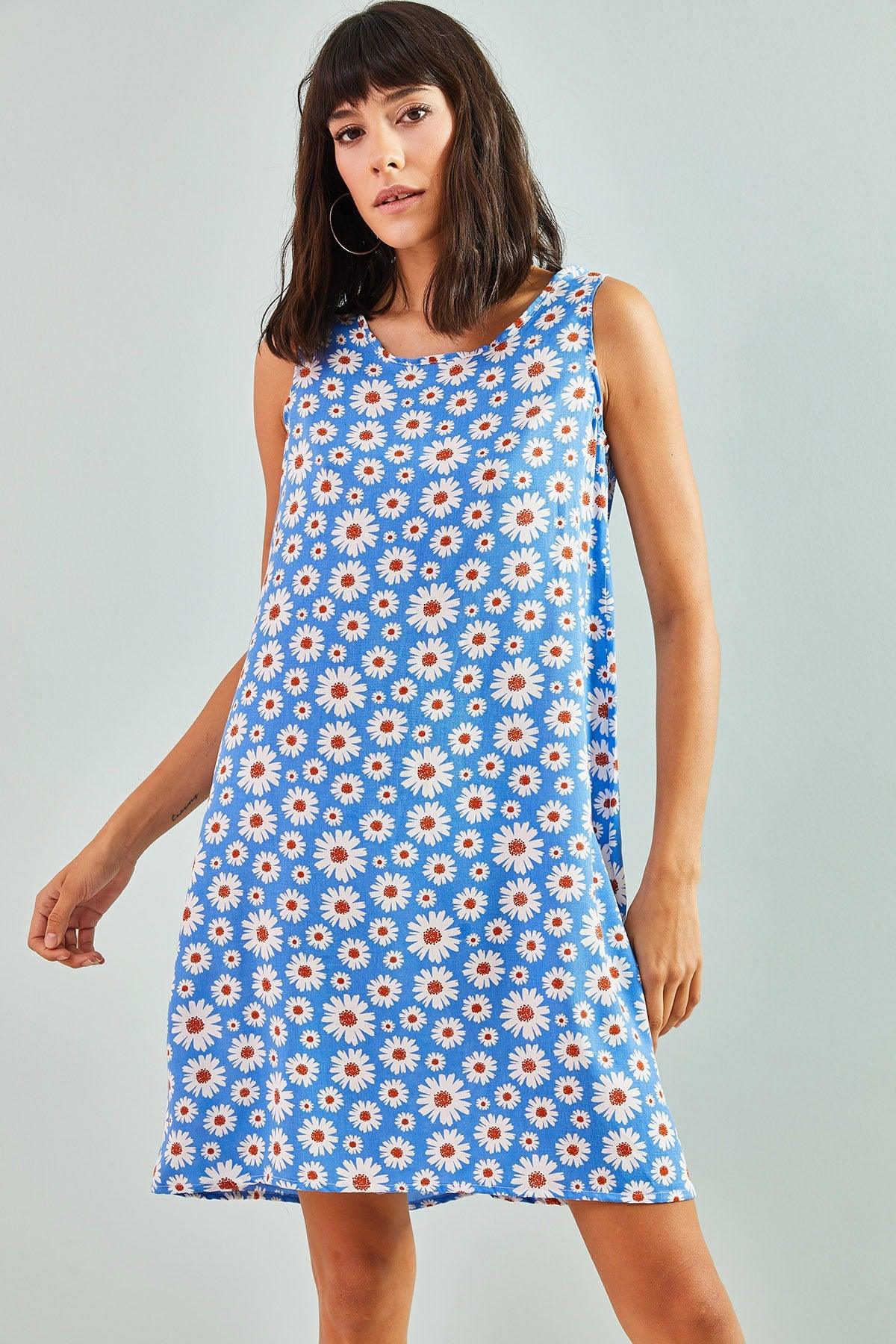 Women's Multi Patterned Backless Viscose Dress - Swordslife