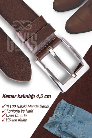 100% Genuine Buffalo Leather Brown Men'S Jeans Belt - Men'S Gift Belt