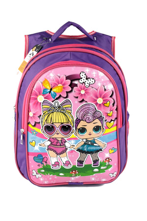 Middle School Primary School Bag and Lunch Box 3 Pockets Pad Purple