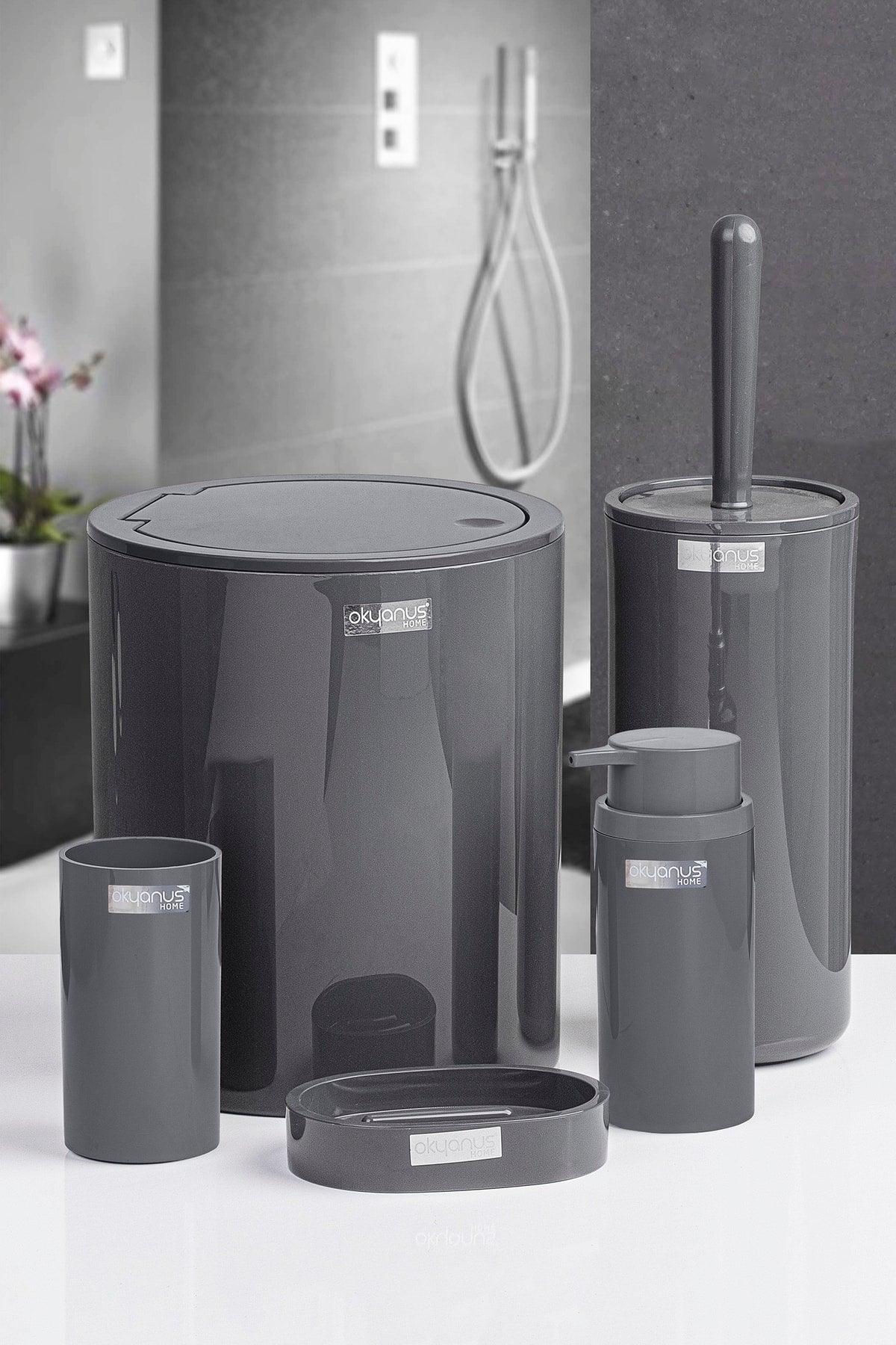 Anthracite Round 5 Pcs Bathroom Set - Swordslife