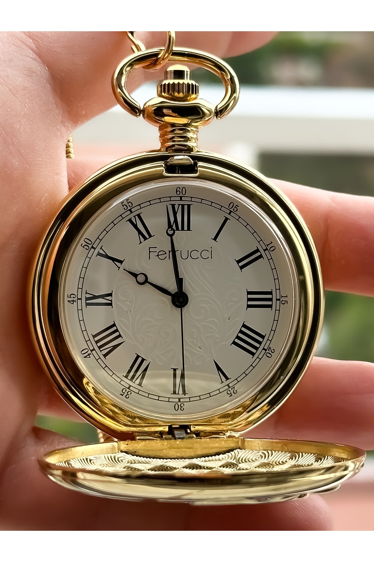 Luxuriöses Retro-Eisenbahnmodell mit römischen Ziffern, Taschenuhr + Rosenkranz und Armband-Set