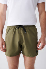 Men's Khaki Quick Dry Standard Size Straight Swimwear Marine Shorts E003801