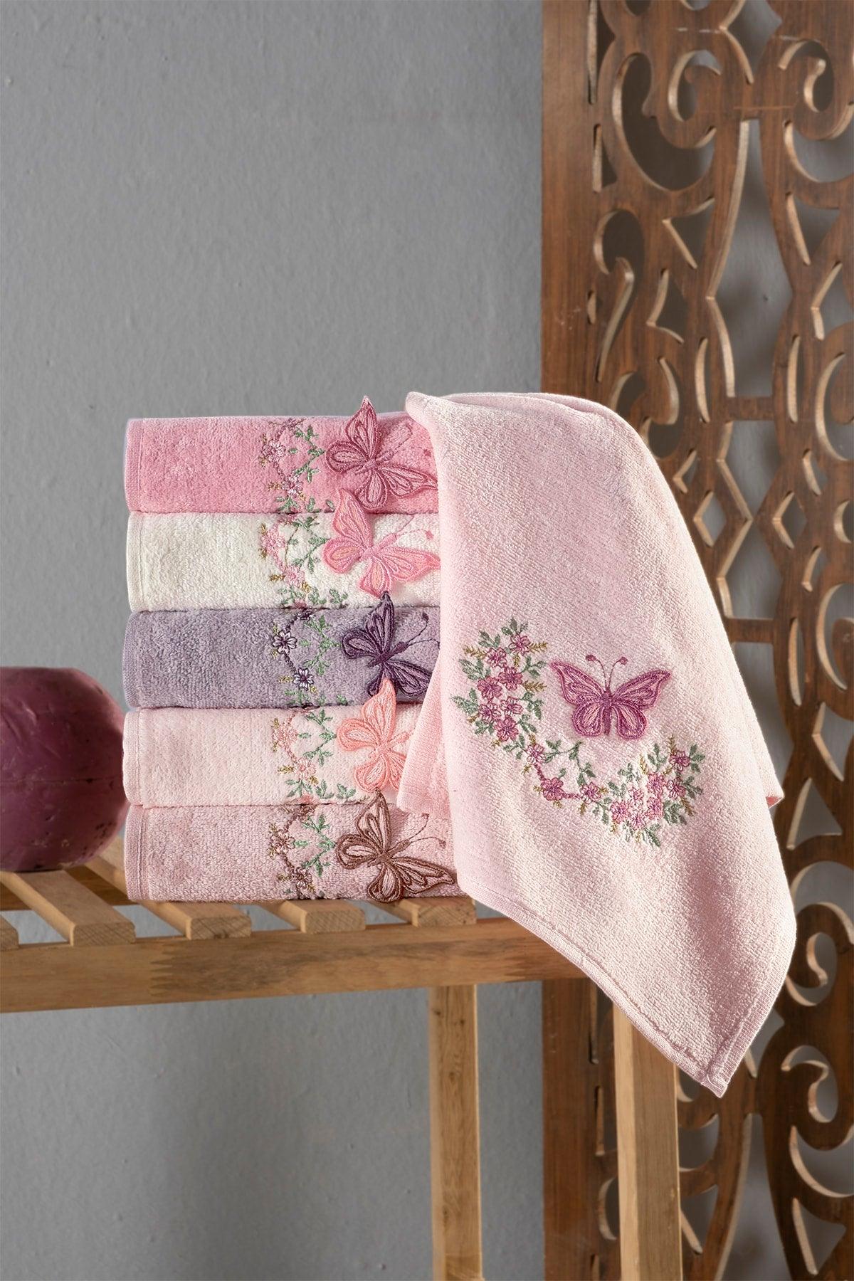 30x50cm 6 Pieces Butterfly Soft Shiny Hand Towel | Face Towel Set - Swordslife