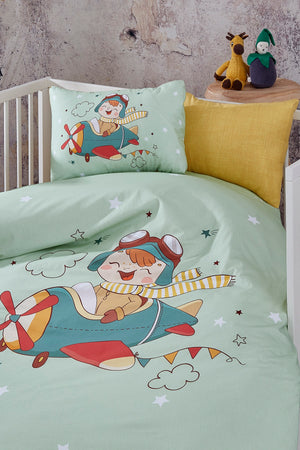 Pilot Digital Printed 3D Cotton Baby Duvet Cover Set