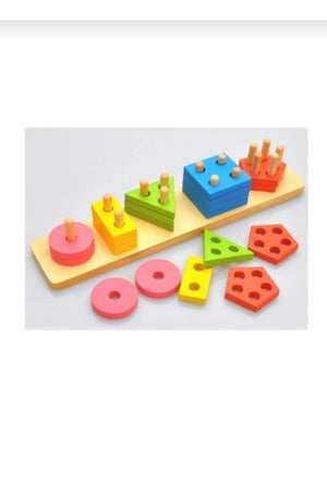 Wooden Toy Geometric Shape Placing 5 Rectangular Bultak