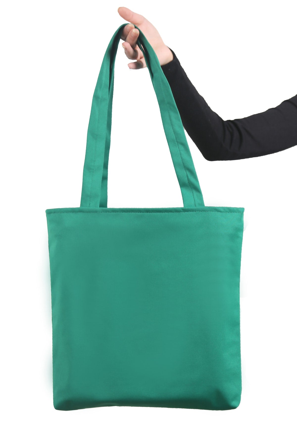 Women'S Green Bag Zippered Hand And Shoulder Bag Canvas Fabric Tote Bag