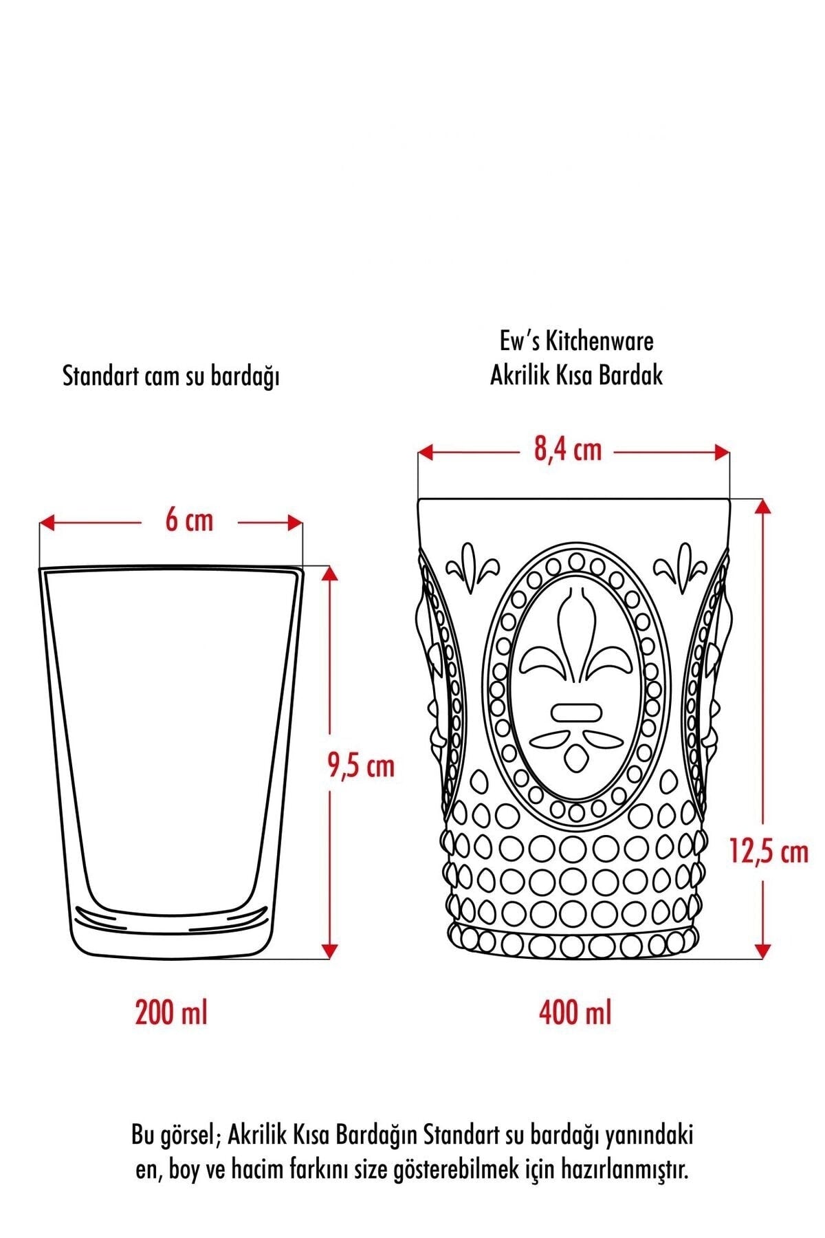 Acrylic Plum 6 Pcs Short Glass & Water Soft Drink Coffee Side Glass 400 Ml (Not Glass)