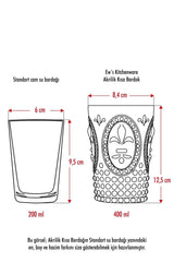 Acrylic Plum 6 Pcs Short Glass & Water Soft Drink Coffee Side Glass 400 ml (Not Glass)