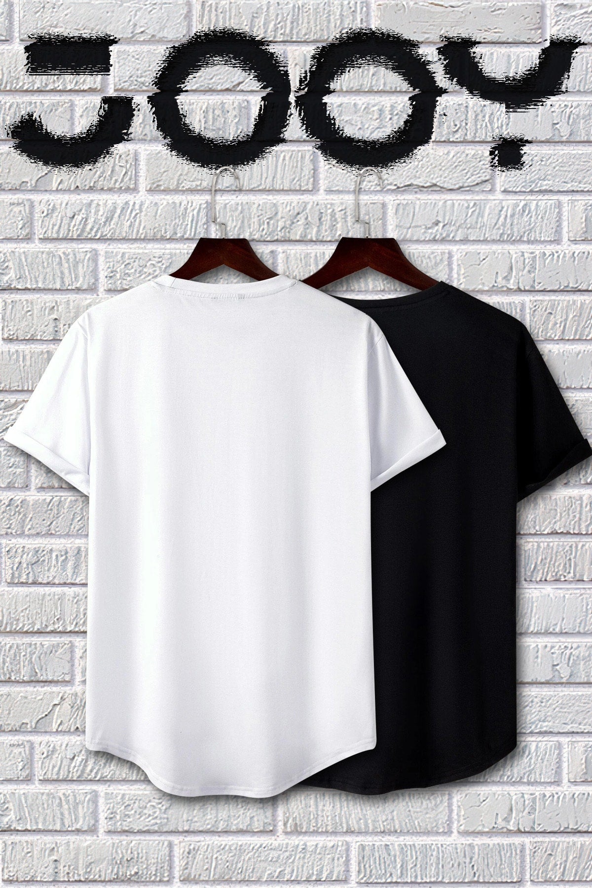 Черно-белая футболка с овальным вырезом и принтом Brooklyn, набор из 2 шт.