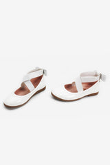 Girl's Bow White Flat Shoes