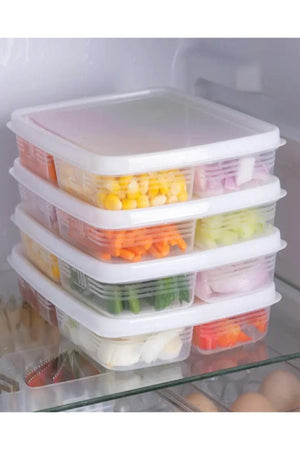 6 Stück 4 Fächer Mahlzeit Gemüse Vorratsbehälter Hülsenfrüchte Erbsen Mais Kühlschrank Aufbewahrungsbox