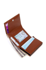 Unisex Leather Aluminum Mechanism Sliding Card Holder Wallet With Paper Money Compartment (7,5X10CM)