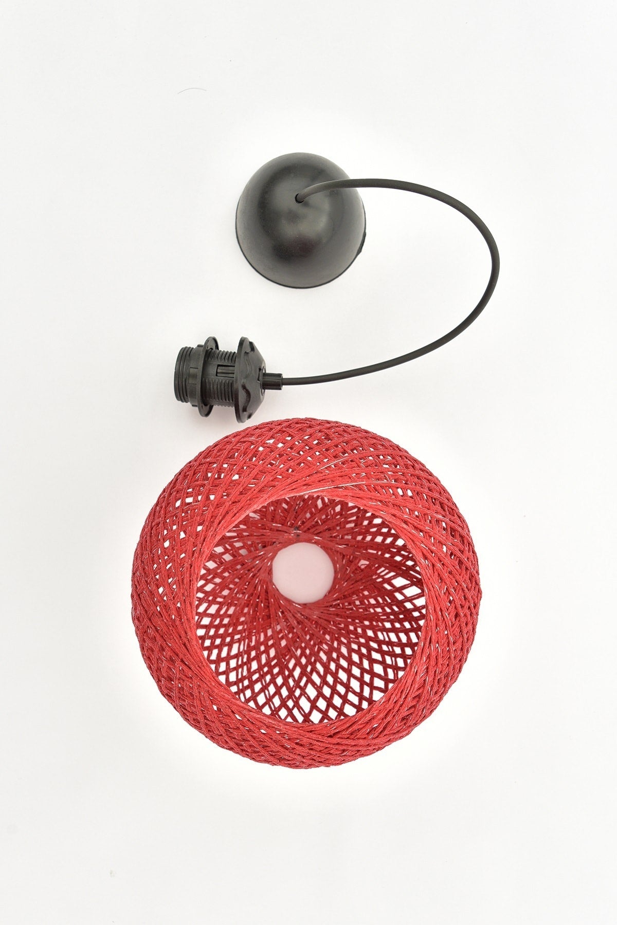 Balle Rote Pendelleuchte Kugelleuchter Schwarzes Kabel