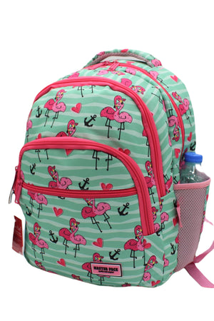 Flamingo gemusterte grüne Farbe Master Pack Mädchen Rucksack Grundschule Tasche mit Essen und Bleistifthalter