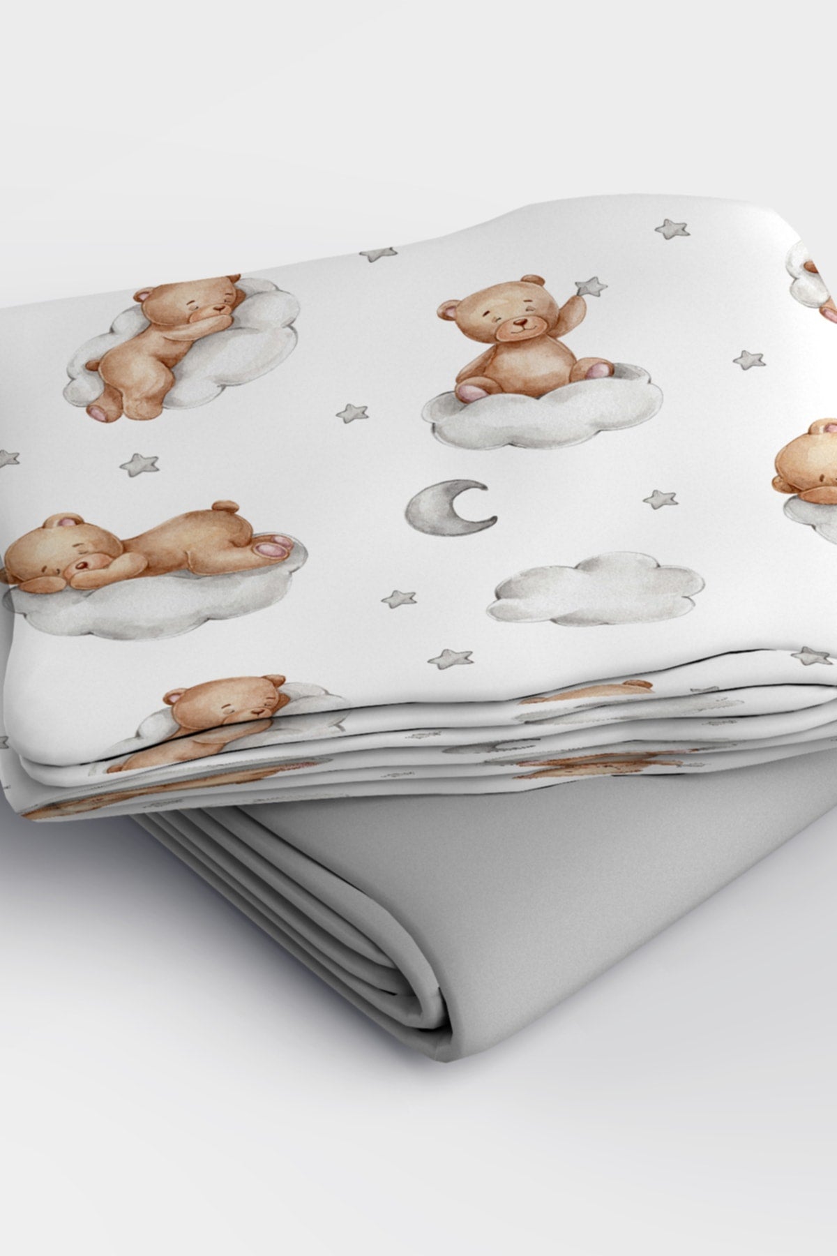 Sleeping Teddy Bear 3D Cotton Satin Baby Duvet Cover Set