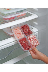 12 Pieces Frozen 4-Compartment Meal Meal and Vegetable Storage Container - Minced Meat Chicken Freezer Organizer