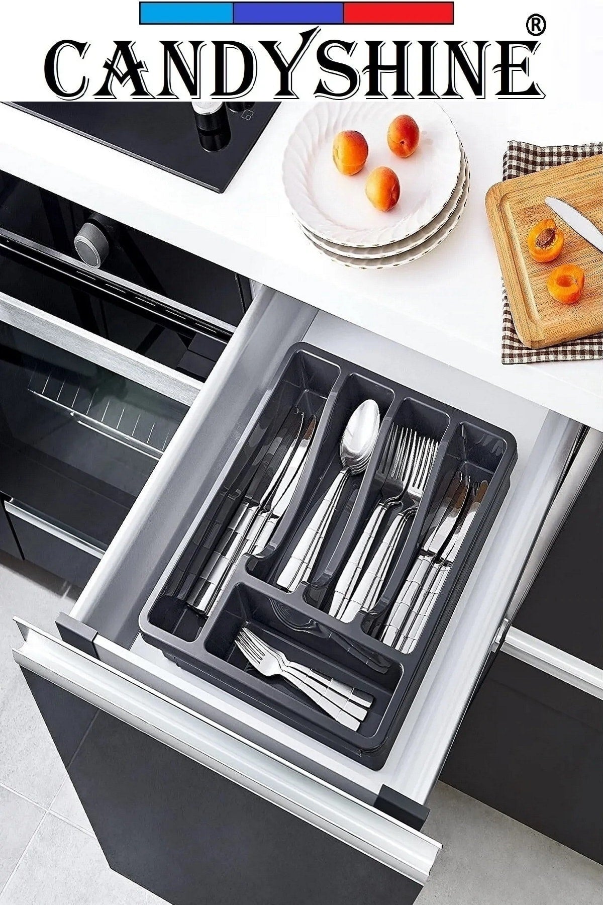 Sliding Cutlery Holder Expandable, Adjustable Size Sliding Cutlery Holder In Drawer