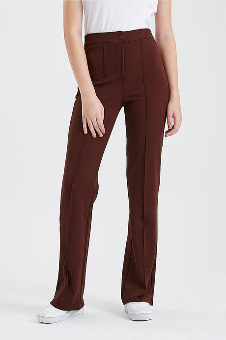 Women's Brown High Waist Gatherer Flared Trousers Palazzo Trousers - Swordslife